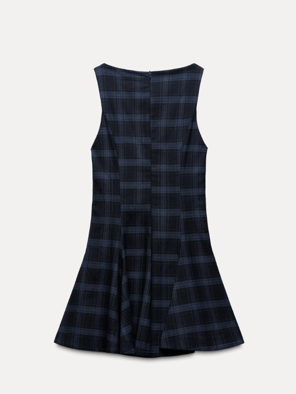 Zara Plaid Mini Dress Navy Blue Size S NWT - Picture 9 of 15